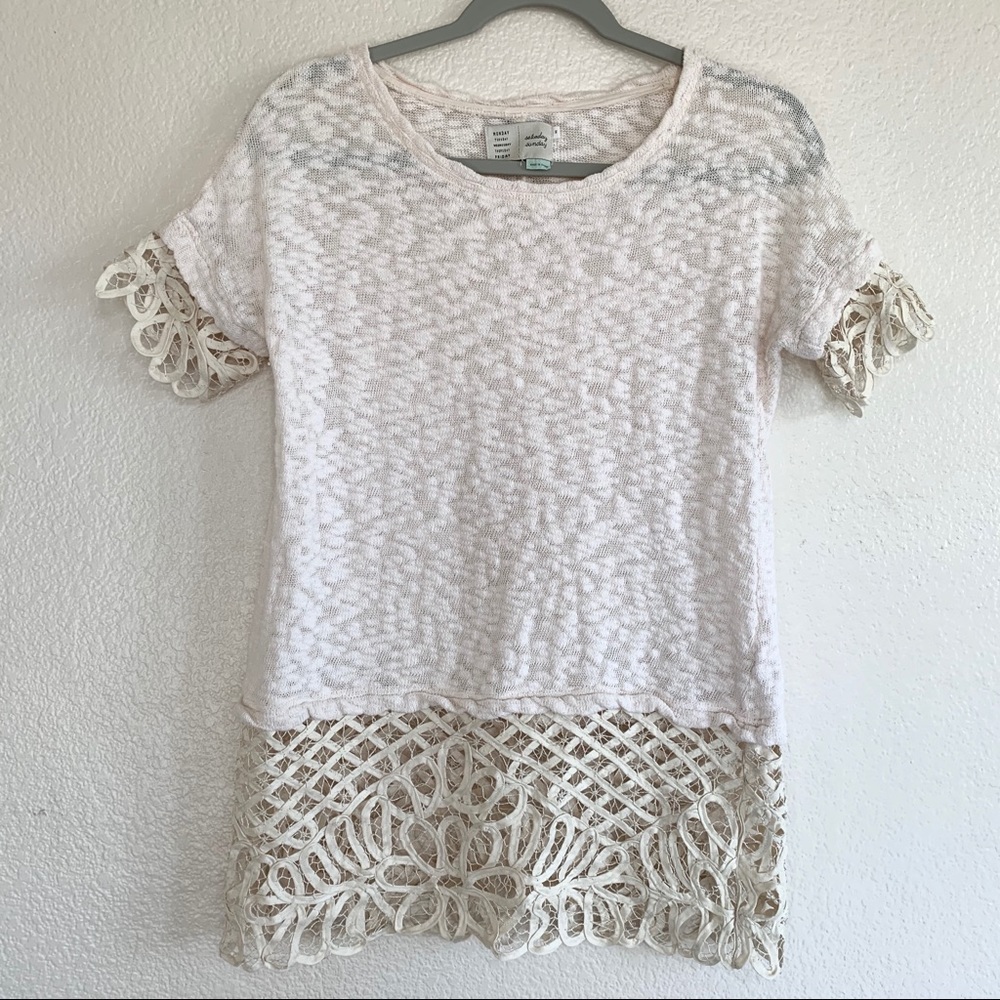 Saturday Sunday Anthro Crochet Slub Knit Top - Picture 6 of 8